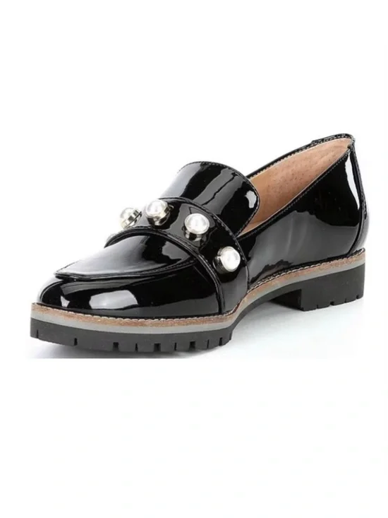 Alex Marie Garnella Patent Leather Pearl Embellished Loafers - Picture 3 of 9